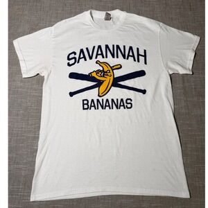 Savannah Bananas Baseball Graphic T-Shirt White Short Sleeve Crewneck Tee